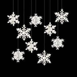 3D Snowflake Hanging,9 P White Christmas Snowflake Hanging with String for Winter Decorations,3 Size White Snowflake Pendant for New Year Birthday Wedding Party Holiday Home Supplies