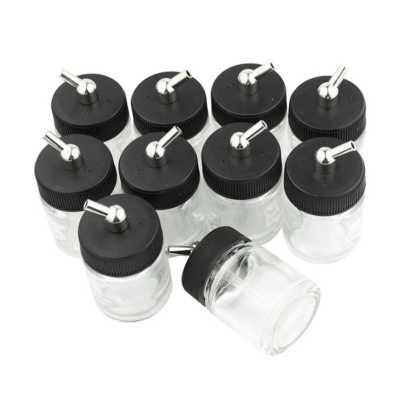 OPHIR Box of 10 Glass 22CC Single-Action Airbrush Bottles for