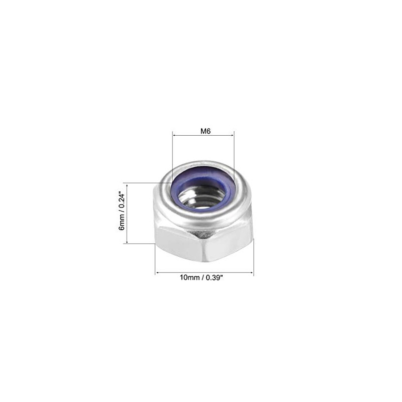 sourcing map Hex Lock Nuts - M6 x 1mm 316
