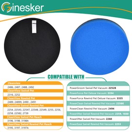 3 Sets Replacement Filter Compatible with Bissell Cleanview Pet Vacuum 2252 2254 2256 2258 2486 PowerGroom 22528 PowerForce 3334 Powerlifter, PowerClean & PowerEase, Compare to Parts # 12141 & 1601972