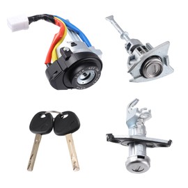 Hihaha 81970-3SA00 81250-3SA00 / Inner/Car Full Lock Cylinder Ignition Switch for Hyundai Sonata 2009-2014 / Front Left Door Lock Cylinder Rear Trunk Lock Core/Metal / 1 Set/Black
