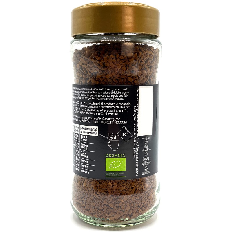 Morettino Intenso Sicilian Organic Instant Coffee, Arabica, Italian Roasted from