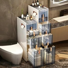 1PC 4/5layers Slim Bathroom Storage Cabinet 6.69inch Narrow Bathroom Floor Cabinet With Wheels Toilet Paper Holder,  Suitable for Bathrooms, Kitchens, and Living Rooms - Color: 5-Tiers