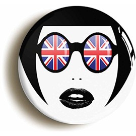 Ozorath MOD SUNGLASSES GIRL RETRO SIXTIES BADGE BUTTON PIN (Size is 1inch/25mm diameter) 1960s