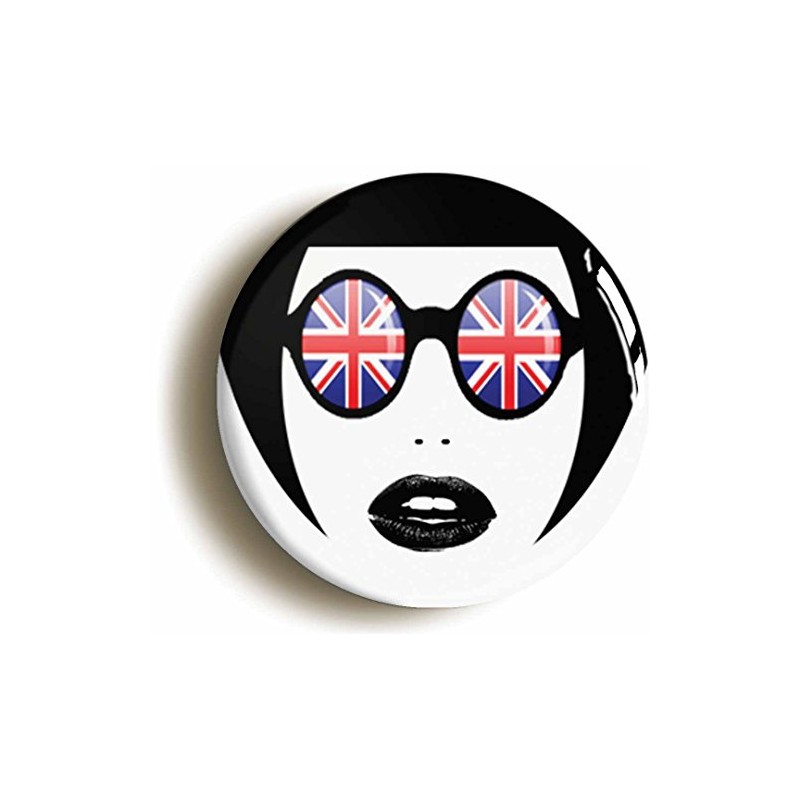 Ozorath MOD SUNGLASSES GIRL RETRO SIXTIES BADGE BUTTON PIN (Size