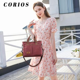 CORIOS Women's Handbag Canvas Shoulder Bag Casual Shoulder Bag Medium Capacity Tote Bag Fashion Tote Bag Multifunctional Handbag for Everyday Work Travel Shopper, purple, vintage