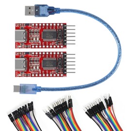 AITRIP 2PCS Type-c FT232RL Mini USB to TTL Serial Converter Adapter Module 3.3V/5.5V FTDI Breakout Board+60pcs Breadboard Jumper Wires 20cm Dupont Cable Assorted Kit+1PCS Type-c Cable for Arduino