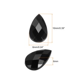 MECCANIXITY 200PCS Flat Back Acrylic Teardrop Gems 6x10mm Artificial Rhinestones for DIY Crafts Bead Wedding Party Face Painting Jewelry Making Pale Black