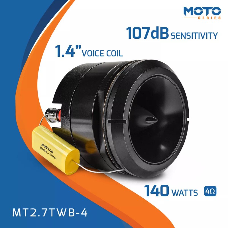 PRV Motorcycle Bullet Tweeter 2.75" Short Horn 140Watt 4Ohm MT2.7TWB-4