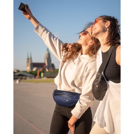 WATERFLY Fanny Pack Waist Packs: Small Waist Bag for Women Men Fashion Crossbody Belt Bags for Hiking Running Travel Walking-Dark Blue