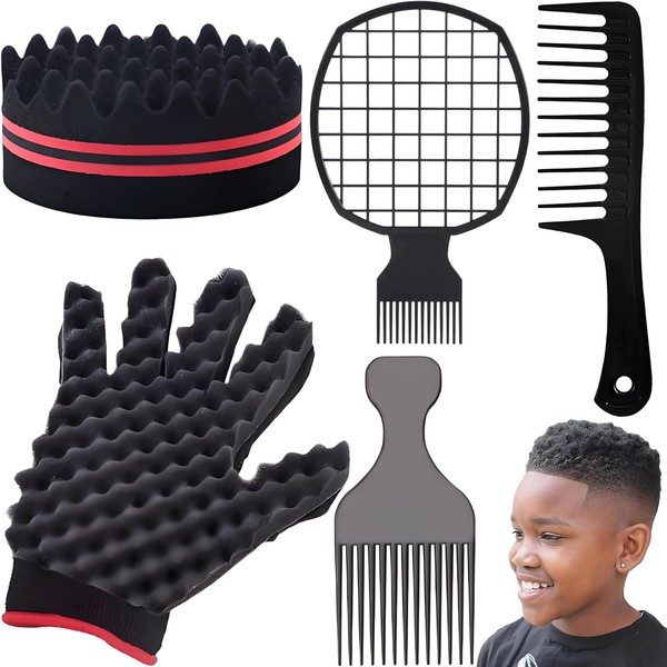 5 Piece Hair Sponge Set, Double Sided Oval Magic Twisting