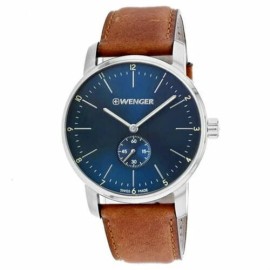 Wenger Men s 01.1741.103 Urban Classic Blue Dial Brown Leather Strap Swiss Watch
