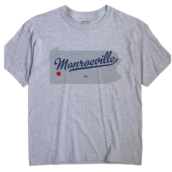 GreatCitees Monroeville Pennsylvania T-Shirt MAP Medium Grey