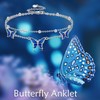 POPLYKE ankle bracelets for women 925 Sterling Silver butterfly anklet