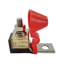 150 Amp MRBF Terminal Fuse Block Kit (Fuse Included) – Single Stud 5/16" (M8) Compact High-Amp Marine Rated Battery Fuse – 58V DC Maximum, IP66 Waterproof (150A)