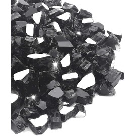 NUPICK 20 Pound Fire Glass, 1/2 Inch Reflective Fire Glass, Fit with Fire Pit Glass and Fireplace Glass, Black