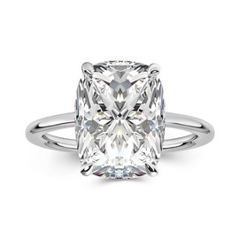 PAFIDDY 4.5CT 5A Grade Cushion Cut Zirconia Engagement Ring for Women, 18K White Gold Plated Sterling Silver Promise Ring (White Gold, 8)