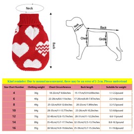Tongcloud Dog Knitted Sweater Heart Puppy Sweater Christmas Valentine's Day Dog Sweaters Holiday Clothes or Dog Cat Pet Costume