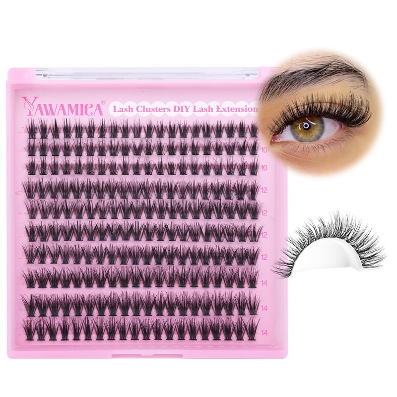 Yawamica Wispy Lash Clusters Natural Eyelash Extension 10-14mm Fluffy Eyelash