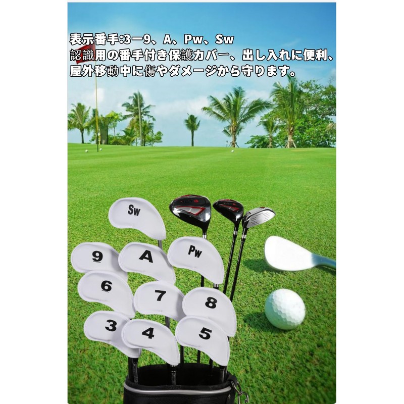 YFFSFDC Golf Iron Covers Headcovers 10 Pcs (3-9, A, Pw,