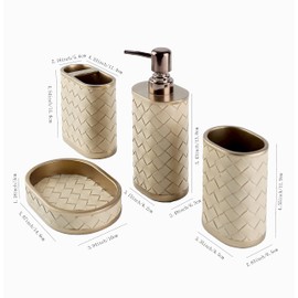 Hymmah Bathroom Accessories Set,Toothbrush Holder,Farmhouse Bathroom Decor,4 Pcs Resin Gift Set Apartment Necessities, Contain Toothbrush Cup,Soap Dispenser,Soap Dish,Tumbler