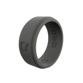 QALO Men's Rubber Silicone Ring, Step Edge Q2X Rubber Wedding Band, Breathable, Durable Rubber Wedding Ring for Men, 9mm Wide 2mm Thick, Charcoal, Size 11