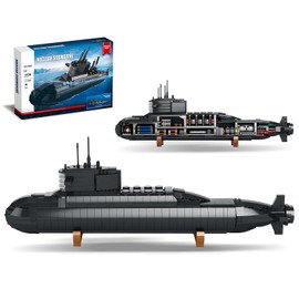 Nuclear Submarine Building Block Toy Set – WW2 Military Battleship Model with Lights, Ideal Gift for Boys, Teens & Adults, Great for Home or Office Decor - 1498 PCS