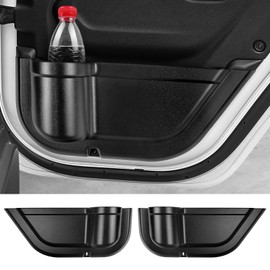 BIBLOZ 2PC Rear Door Storage Pockets for Jeep Wrangler JL JLU Unlimited Sport Sahara Rubincon 2018-2024 Accessories Cup Holder Storage Box Plastic Door Side Insert Organizer Box (Rear Door(Black))