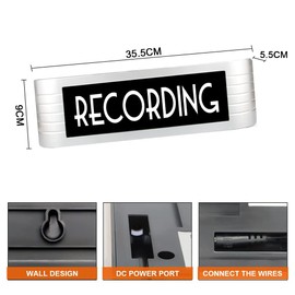 Recording Studio LED Light Sign, Illuminated Warning Sign, Different Lighting Modes Wireless Using with Remote Control, for Recording Bar Pub Radio Home Decoration