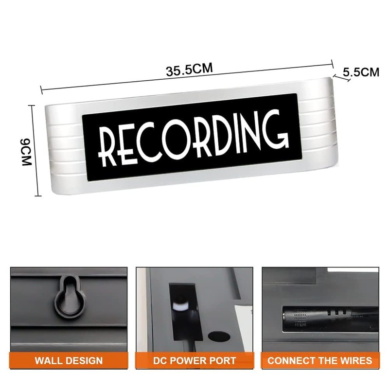 Recording Studio LED Light Sign, Illuminated Warning Sign, Different Lighting