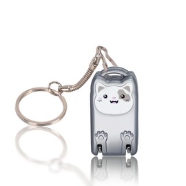 Compact Cat Design Folding Nail Clipper with Hanging Chain | Portable Travel Nail Clippers for Purse & Keyring | Cute Nail Care Tools for Women & Men (Frosted Silver)