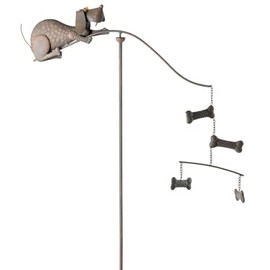 Metal Puppy Dog Doggy with Bones Balancer Rocker Yard Stake Wind Spinner Whirly-Gig Windmill Garden Art