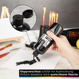 OfficeTree Acrylic Paint Black 500 ml - Acrylic Paint Water-Based Black Acrylic Paint for Acrylic Painting, Hobby Artists - Black Acrylic Paint Ideal for Mixing