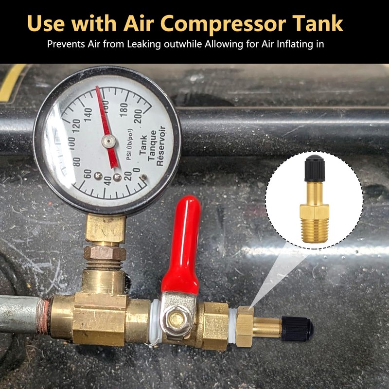 YELUN 1/4" NPT Tank Valve, Brass Schrader Valve for 1/4