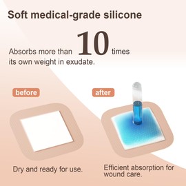 ourmed Ourmed Soft Flex Silicone Foam Dressings(6"x 6", Pack of 10) Sterile, Highly Absorbent, Waterproof, Gentle Border, Wound Care for Bed Sores, Pressure Ulcers