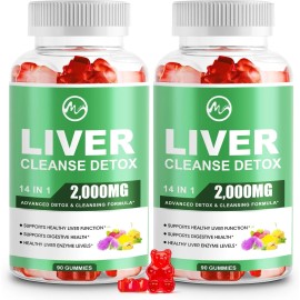 2Packs Liver Cleanse Detox & Repair Gummies, Sugar Free Liver Health Support