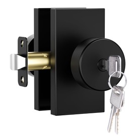 Newlaking Keyed Alike Exterior Door Knob with Lock and Key - Reversible Heavy Duty Zinc Alloy Door Knobs for Entrance, Bathroom, Bedroom, Fits Standard Doors, Matte Black (1-Pack)