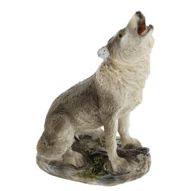 The Bridge Collection Small Howling Wolf Figurine - Resin Gray Wolf Howling Statue for Tabletop Decor