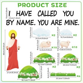 Christian Jesus Bulletin Board Set Religious Classroom Decorations I Have Called You By Name Bulletin Board Sheep Paper Cutouts for Sunday School VBS Home Church Chalkboard Door Wall Decor