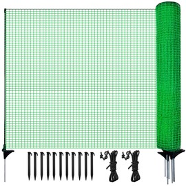Temporary Fence for Dogs Outdoor: Plastic Fencing Garden Fence Barrier Portable Snow Fences Roll Mesh Poultry Netting with Steel Post - Chicken Fence for Backyard Deer Animal Safety Protect (Green)