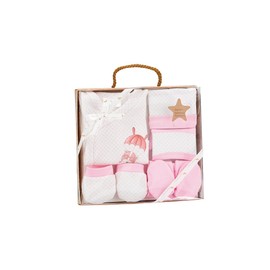 Baby Gift Set 5 Pieces for Newborn 0-6 Months - Model: "Paracaidista", Pink