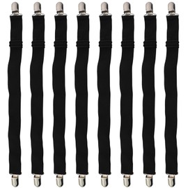 Caishun 8PCS 14-25 Inch Black Sheet Holder Sheet Corner Strap Adjustable Heavy Duty Sheet Clip Holder for Sheet Mattress Cover Sofa Cushions