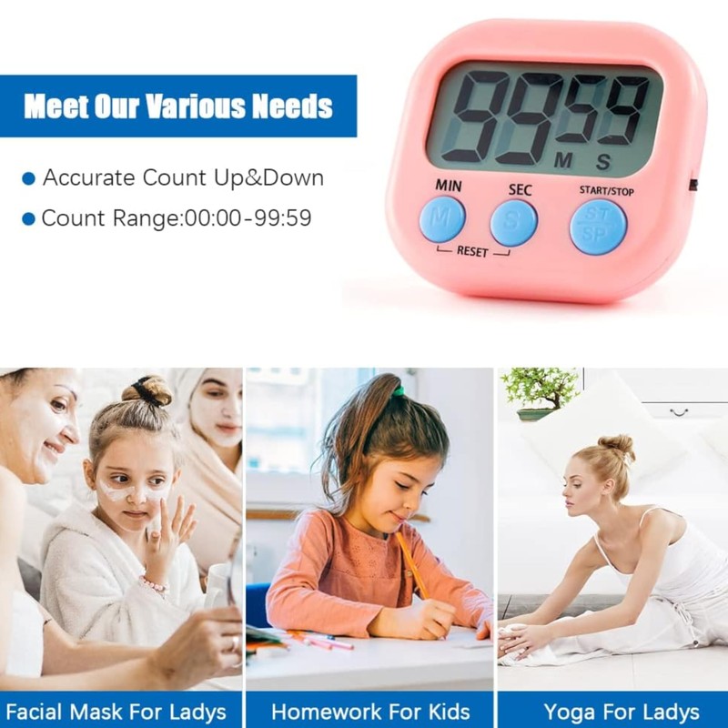 Digital Kitchen Timer, Large LCD Digital Loud Alarm Cooking Timer,