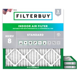 Filterbuy 12x12x1 Air Filter MERV 8 Dust Defense (3-Pack), Pleated HVAC AC Furnace Air Filters Replacement (Actual Size: 11.75 x 11.75 x 0.75 Inches)