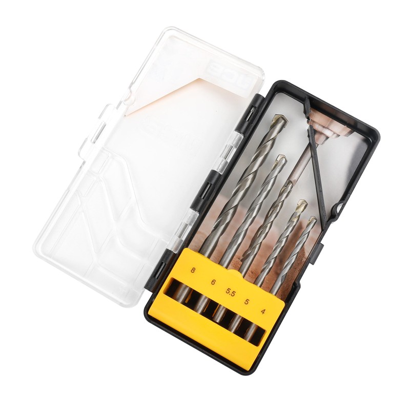 JCB Masonry Drill Bit Set, 5 Pieces, Solid Steel, Carbide