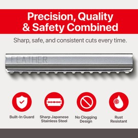 Feather Styling Razor Standard Blades - Professional Hair Cutting Blades for Styling, Shaping, Feathering & Thinning - Stainless Steel Single Edge Guarded Blade - Made in Japan - Refill Pack - 30 Ct