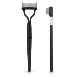 2pcs Eyelash Comb Set, Folding Lash Separator Stainless Steel Teeth Eyelash Grooming Brushes Travel Eye Lash Comb