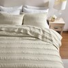 Beige Striped Twin Size Quilt Set, Lightweight Pick Stitch Bedspread