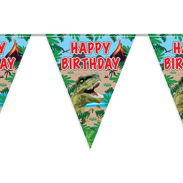 Party Bunting Jurassic Dinosaur Happy Birthday 11 flags 3.9m