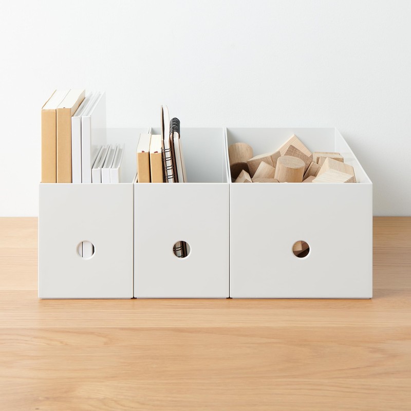 MUJI 83904395 Recycled Polypropylene File Box, Standard Type, Wide, 1/2,